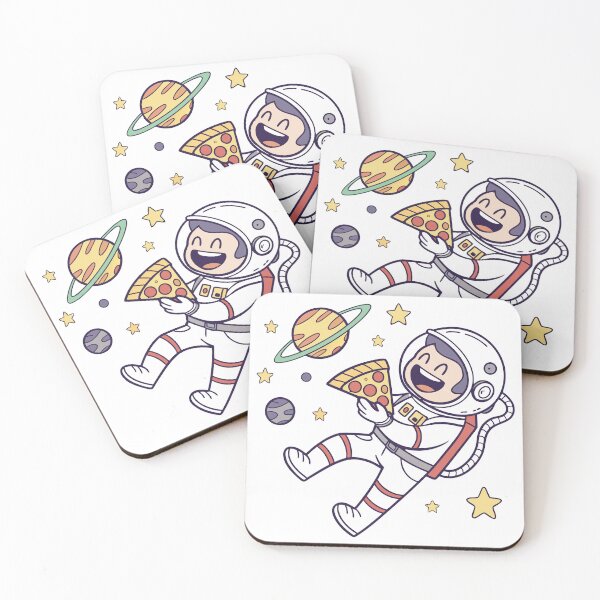 Item preview, Happy Astronaut Floating with Pizza Slice - Space Graphic  designed and sold by Katsiampl.