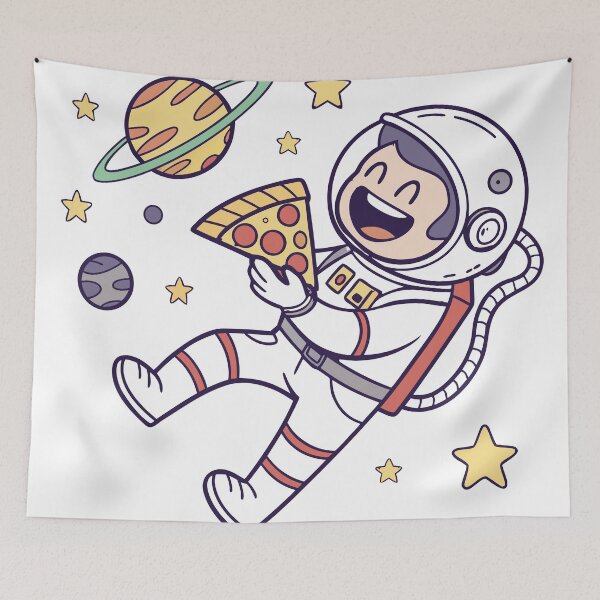 Item preview, Happy Astronaut Floating with Pizza Slice - Space Graphic  designed and sold by Katsiampl.