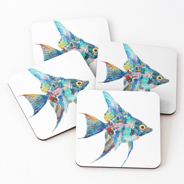 Item preview, Colorful Angelfish On White Tropical Fish designed and sold by Sharon Cummings Art.