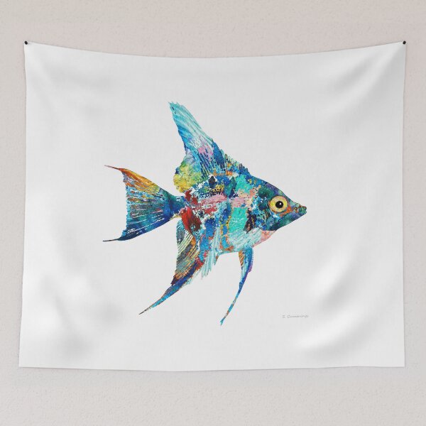 Item preview, Colorful Angelfish On White Tropical Fish designed and sold by Sharon Cummings Art.