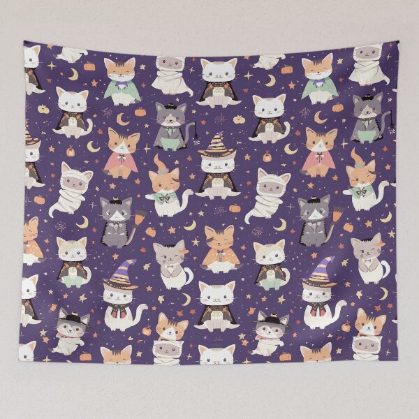 Item preview, Pastel Wallpaper Galactic Adventure Halloween Cats  designed and sold by MoonlitDoodles1.