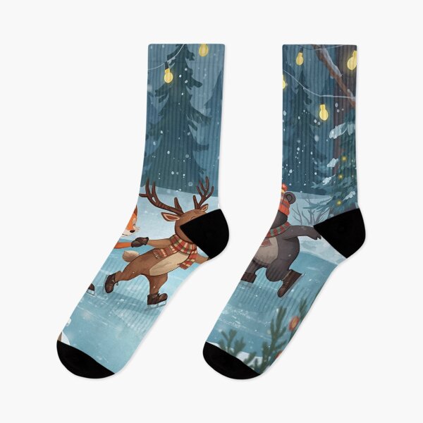 Item preview, Winter Ice Skating Party in the Woods designed and sold by WildlifeWhimsy.