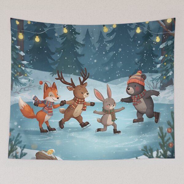 Item preview, Winter Ice Skating Party in the Woods designed and sold by WildlifeWhimsy.