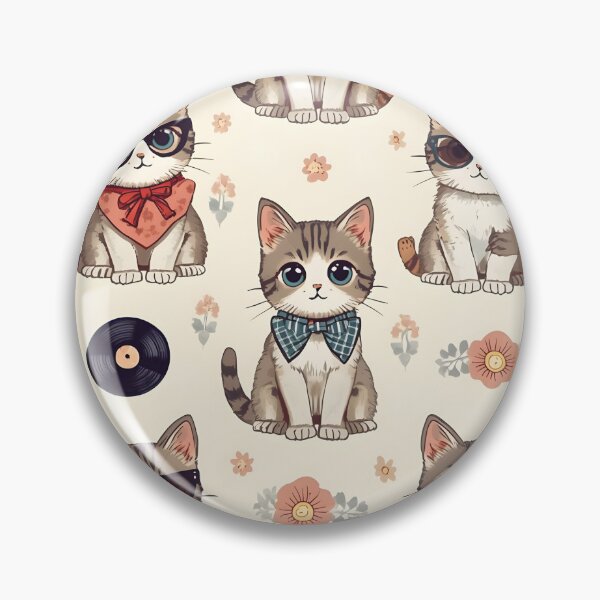 Item preview, Retro Hipster Tabby Cats Vinilo Flowers Camera Beige designed and sold by MoonlitDoodles1.