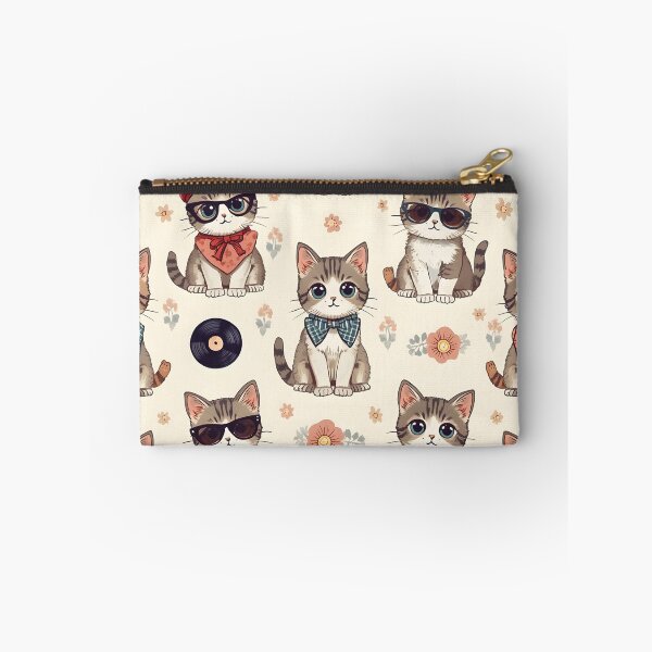 Item preview, Retro Hipster Tabby Cats Vinilo Flowers Camera Beige designed and sold by MoonlitDoodles1.