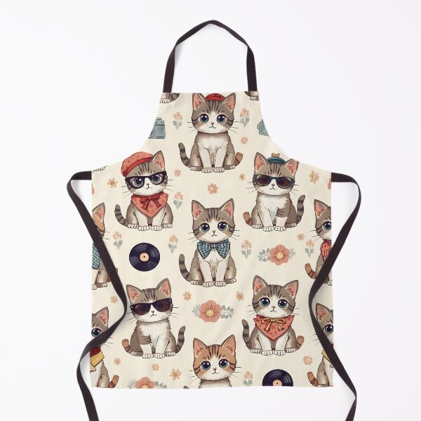 Item preview, Retro Hipster Tabby Cats Vinilo Flowers Camera Beige designed and sold by MoonlitDoodles1.