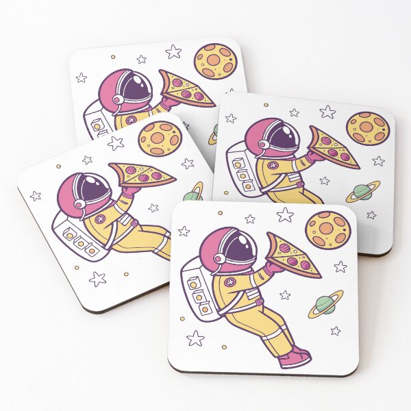 Item preview, Happy Astronaut Floating with Pizza Slice  designed and sold by Katsiampl.