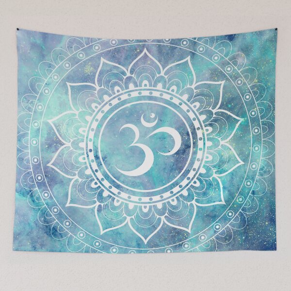 Item preview, Galaxy Om Mandala Pastel Aqua Lavender designed and sold by 2sweetsDesign.