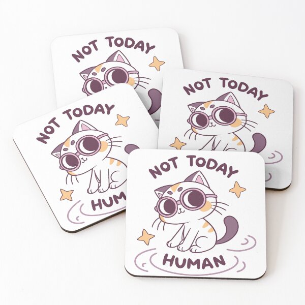 Item preview, Cool Black Cat with Round Glasses - Not Today Human Space Vibe designed and sold by Katsiampl.