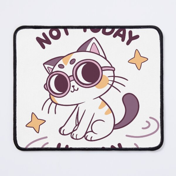 Item preview, Cool Black Cat with Round Glasses - Not Today Human Space Vibe designed and sold by Katsiampl.