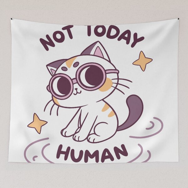 Item preview, Cool Black Cat with Round Glasses - Not Today Human Space Vibe designed and sold by Katsiampl.