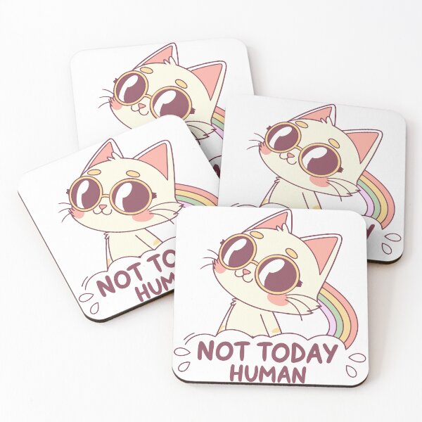 Item preview, Cute Cat with Sunglasses & Rainbow Tail - Not Today Human Graphic designed and sold by Katsiampl.