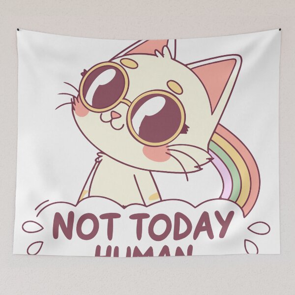 Item preview, Cute Cat with Sunglasses & Rainbow Tail - Not Today Human Graphic designed and sold by Katsiampl.