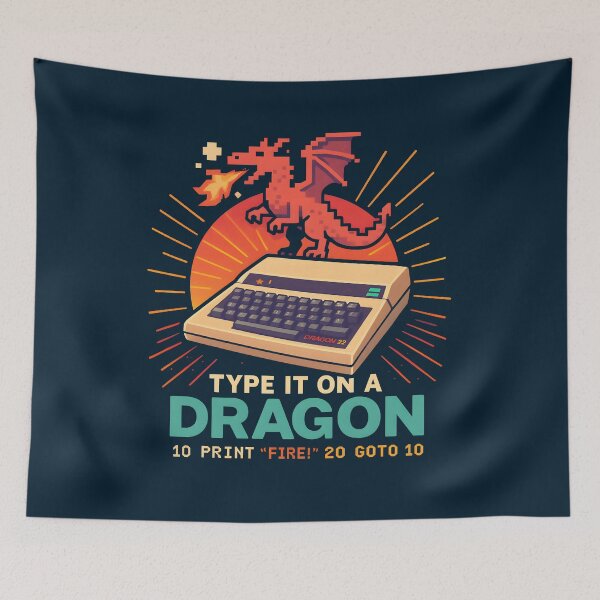 Item preview, Type It On a Dragon - Retro Computer Fire Command Art. designed and sold by The-T-In-Retro.