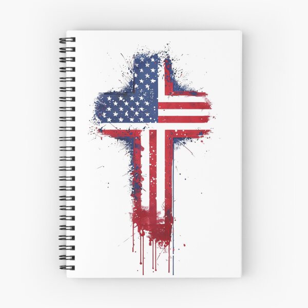Item preview, Patriotic American Flag Cross Artwork With Splash Paint in Red, White, and Blue Colors designed and sold by Rue Market.