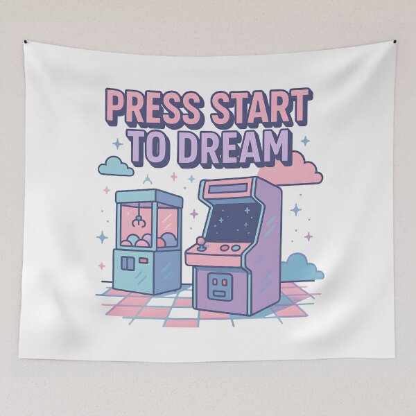 Item preview, Press Start to Dream Arcade Pastel Retro Gaming Art. designed and sold by The-T-In-Retro.