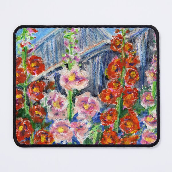 Item preview, Hollyhocks in Oil Pastels and Watercolours designed and sold by LymphomaLass.