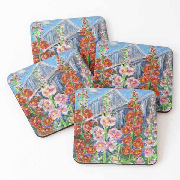 Item preview, Hollyhocks in Oil Pastels and Watercolours designed and sold by LymphomaLass.