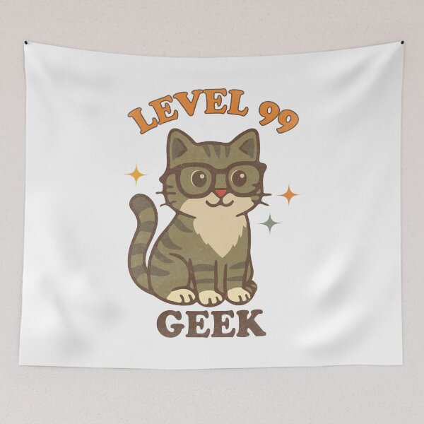 Item preview, Level 99 Geek Cat - Cute Nerdy Gaming Kitten designed and sold by threeABinks.