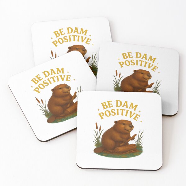 Item preview, Beaver Illustration – “Be Dam Positive” Funny Pun Design designed and sold by Animal Puns.