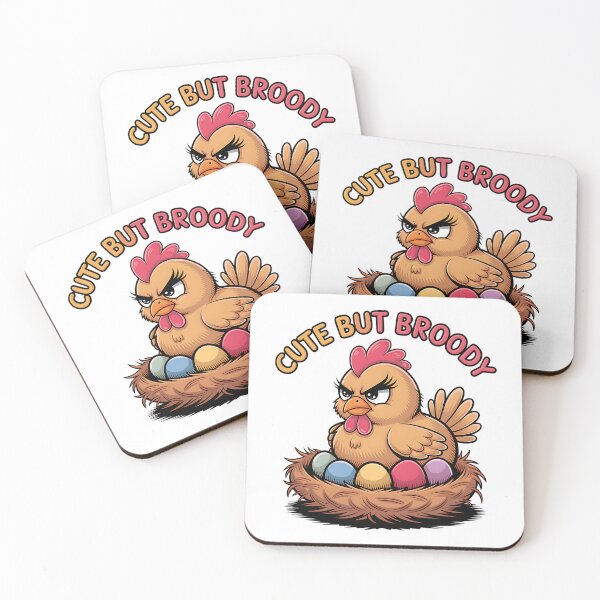 Item preview, Cute but broody - cartoon chicken designed and sold by EvergreenWhimsy.