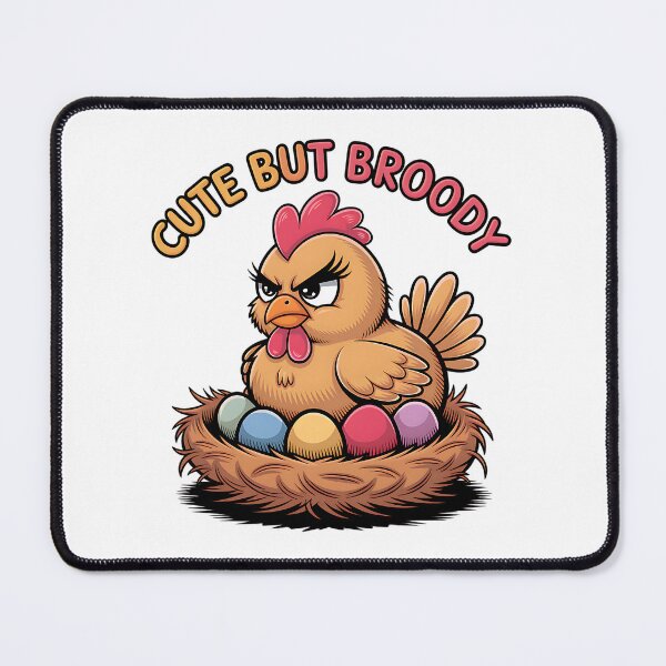 Item preview, Cute but broody - cartoon chicken designed and sold by EvergreenWhimsy.