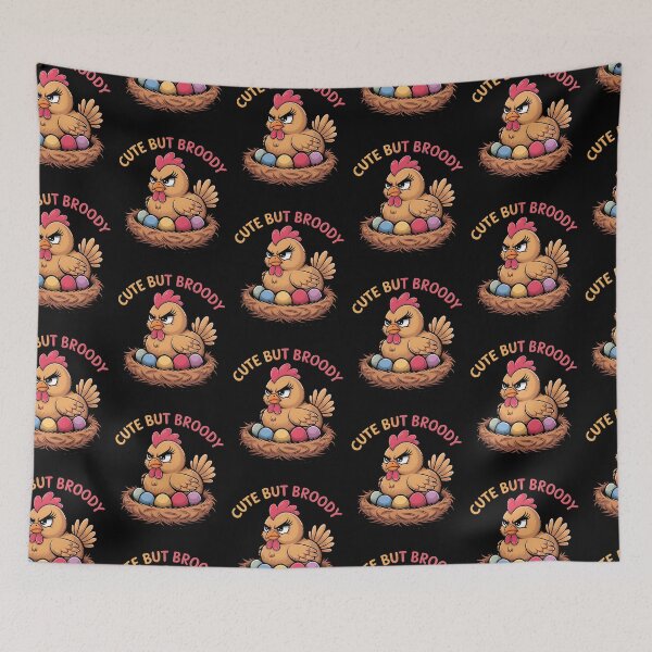 Item preview, Cute but broody - cartoon chicken designed and sold by EvergreenWhimsy.