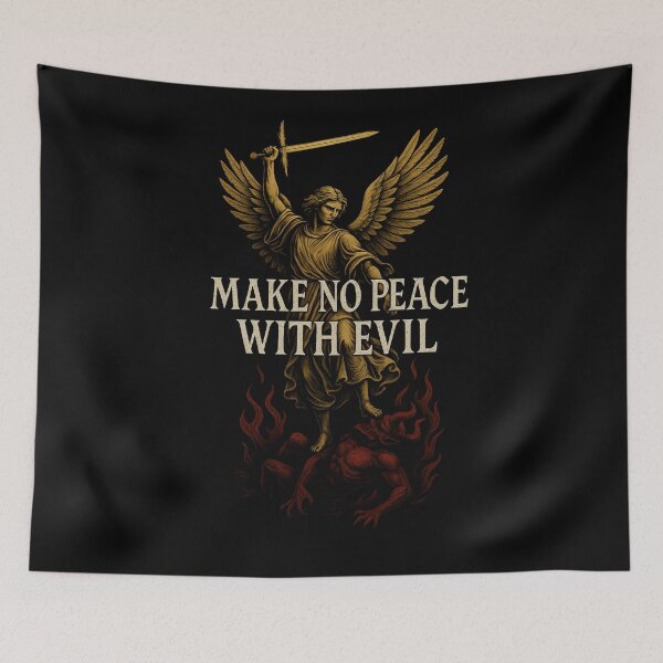 Item preview, MAKE NO PEACE WITH EVIL – Archangel Defeats Darkness | Spiritual Warrior Christian Shirt designed and sold by DailyDrivesct.