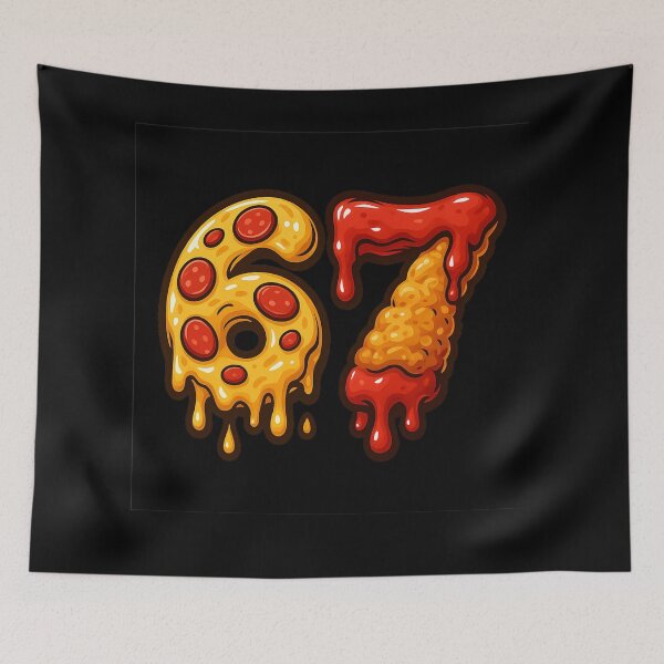 Item preview, 67 – Pizza & Fried Chicken Meltdown ?? | Funny Food Lover Number Art designed and sold by DailyDrivesct.