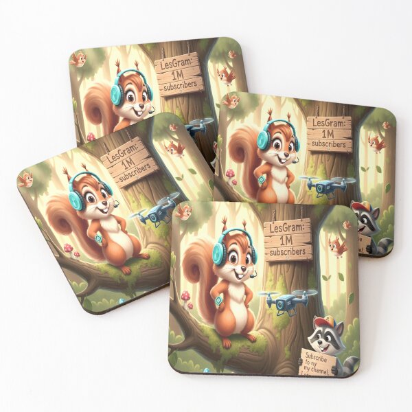 Item preview, Squirrel and raccoon- Millionaire forest bloggers- cartoon print for a children's T-shirt from Felia designed and sold by Felia001.