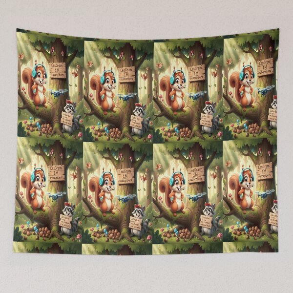 Item preview, Squirrel and raccoon- Millionaire forest bloggers- cartoon print for a children's T-shirt from Felia designed and sold by Felia001.