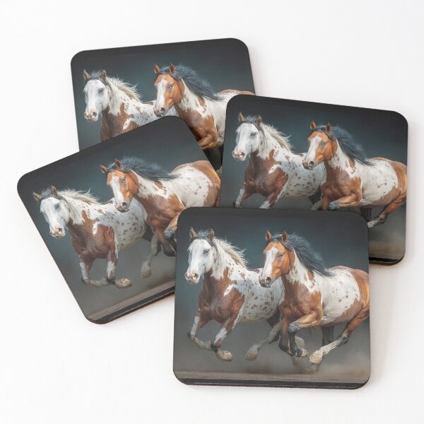 Item preview, Portrait of Two Paints Horses running designed and sold by CritterWisdom.