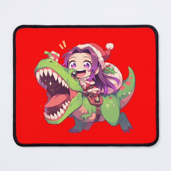 Item preview, Shinobu Kocho Christmas Dinosaur Ride Demon Slayer Anime Chibi designed and sold by TorbenKuhano.