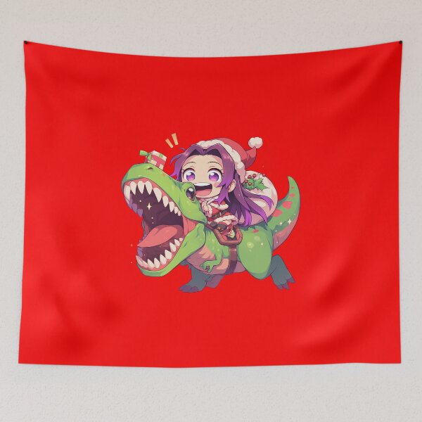 Item preview, Shinobu Kocho Christmas Dinosaur Ride Demon Slayer Anime Chibi designed and sold by TorbenKuhano.