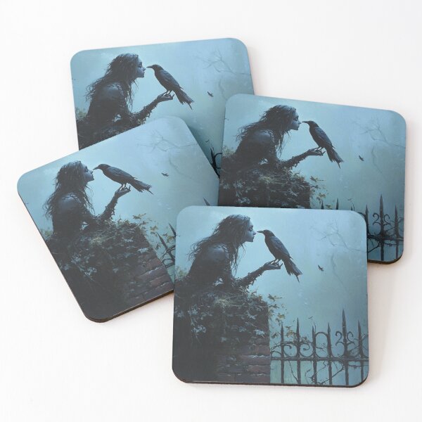Item preview,  Mysterious woman and a raven designed and sold by WhimsyWink.
