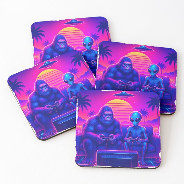 Item preview, Funny Bigfoot and Alien Playing Video Games. UFO and Bigfoot designed and sold by ahmed2751989.