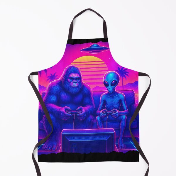 Item preview, Funny Bigfoot and Alien Playing Video Games. UFO and Bigfoot designed and sold by ahmed2751989.