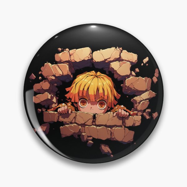 Item preview, Zenitsu Agatsuma Demon Slayer Anime Chibi Peeking Through Brick Wall Nervous Look designed and sold by TorbenKuhano.