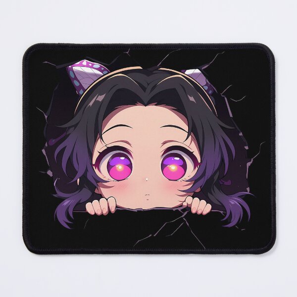 Item preview, Shinobu Kocho Demon Slayer Anime Chibi Peeking Butterfly Girl Bright Eyes designed and sold by TorbenKuhano.