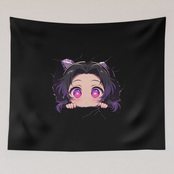 Item preview, Shinobu Kocho Demon Slayer Anime Chibi Peeking Butterfly Girl Bright Eyes designed and sold by TorbenKuhano.