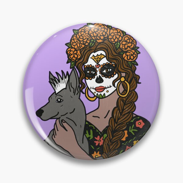 Item preview, Day of the Dead Marigold and Xolo Dog designed and sold by Tiendita-Arroyo.