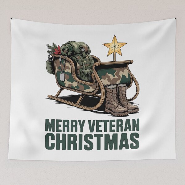 Item preview, Merry Veteran Christmas Veteran Sleigh Camo Boots Christmas designed and sold by BernoNickel.