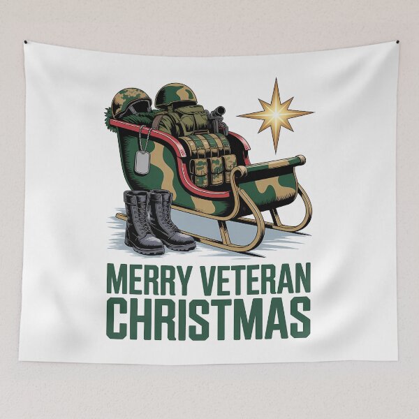 Item preview, Merry Veteran Christmas Veteran Sleigh Camo Boots army christmas designed and sold by BernoNickel.