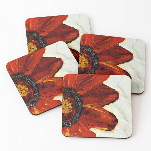Item preview, Red Orange Sunflower Mixed Media Collage Art designed and sold by KATHLEEN TENNANT ART.