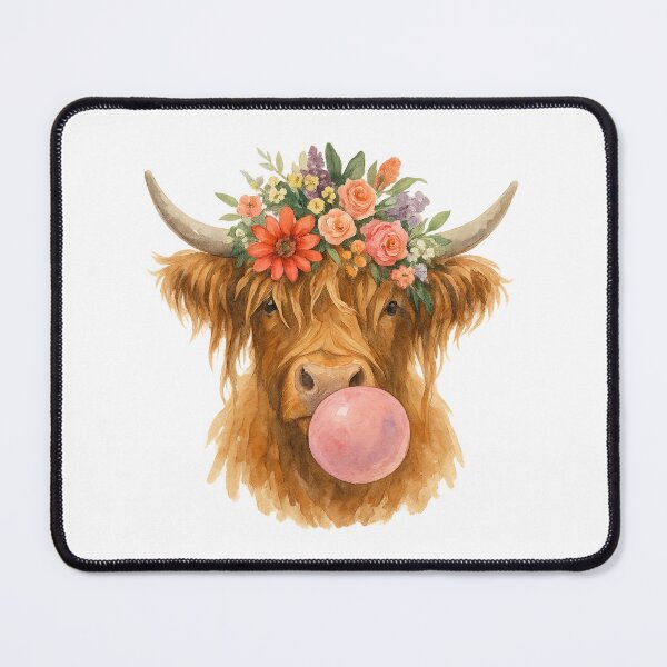 Item preview, Highland Cow | Floral Bubblegum Cow Watercolor designed and sold by Zippitydodads.