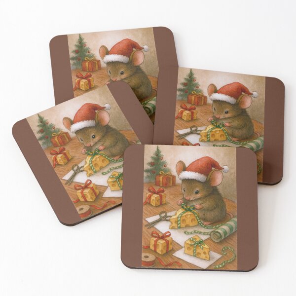 Item preview, Little Mouse Wrapping Pieces of Cheese for Christmas Gift Giving designed and sold by CarolM.