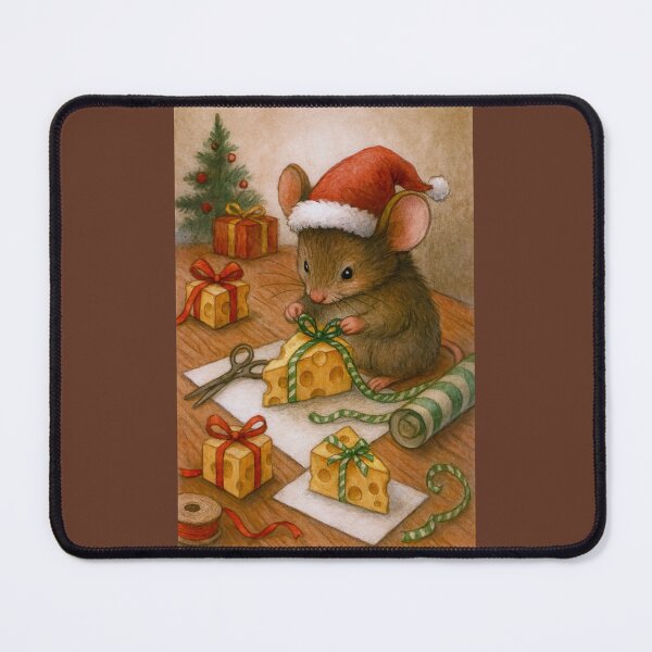 Item preview, Little Mouse Wrapping Pieces of Cheese for Christmas Gift Giving designed and sold by CarolM.