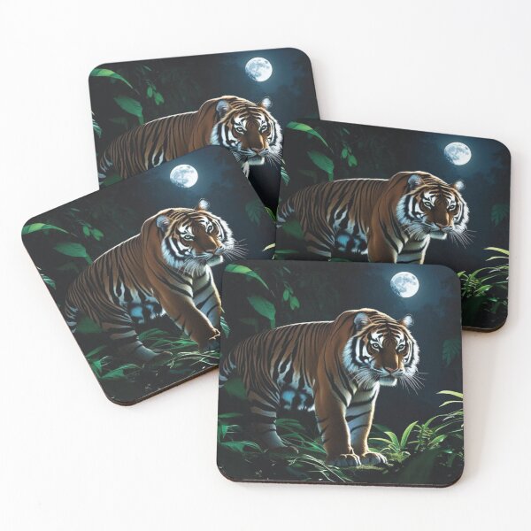 Item preview, Midnight Tiger Stalking under Moonlight designed and sold by henderphal.