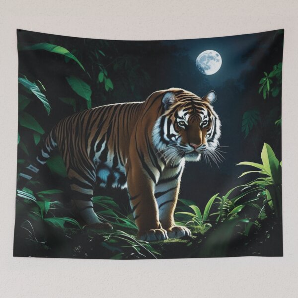 Item preview, Midnight Tiger Stalking under Moonlight designed and sold by henderphal.