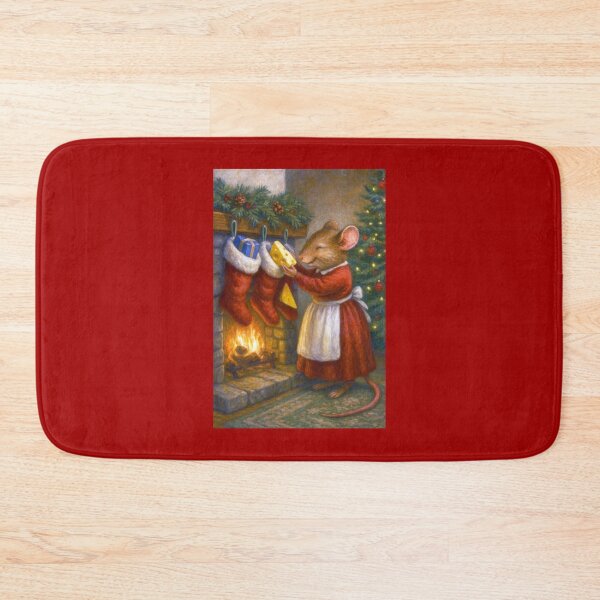 Item preview, Mama Mouse Stuffing Pieces of Cheese into the Christmas Stockings designed and sold by CarolM.